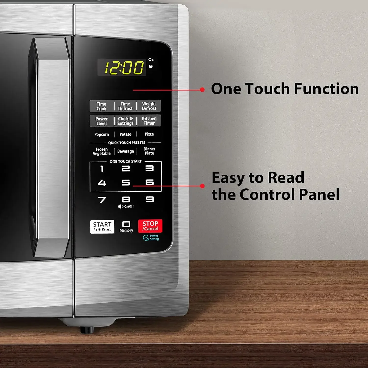 EM925A5A-SS Countertop Microwave Oven, 0.9 Cu Ft W/ 10.6 Inch Removable Turntable, 900W, Mute Function & ECO Mode, LED Lighting