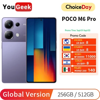 글로벌 버전 POCO M6 Pro 256GB/512GB 스마트폰 120Hz AMOLED 디스플레이 64MP 트리플 카메라 67W 터보 충전 MTK Helio G99-Ultra