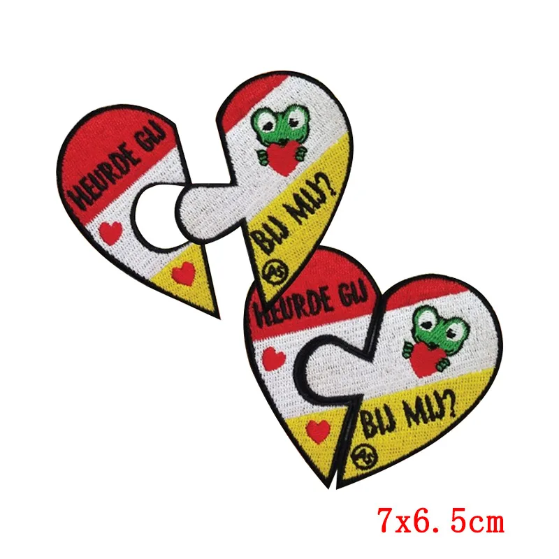 Embroidery Patch Stickers DIY heartshaped Frog Netherland Oeteldonk party Carnival Cartoon Applique Iron on Patches for Clothing