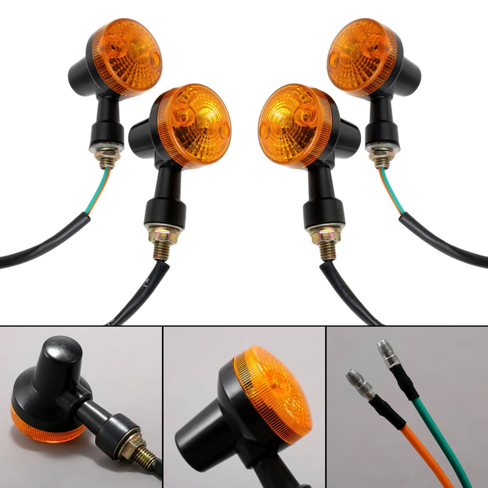 2 Pairs Motorcycle Turn Signal Lights Motorbike Indicator Lamp 12V Front Back Amber Light Universal For Honda Yamaha Motorcycles