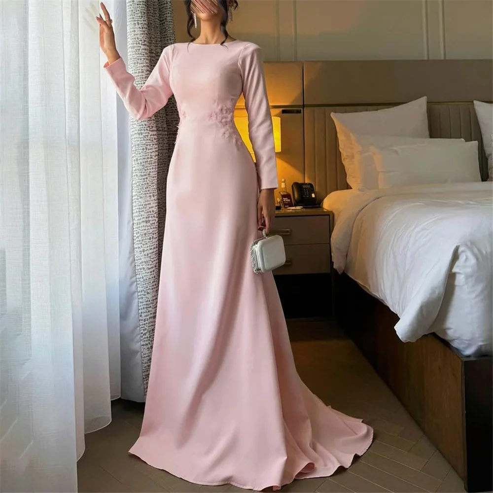 

ROYET Appliques O Neck Long Sleeve Mermaid Long Evening Dress Classic Floor Length Formal Prom Gown New 2025 Customized