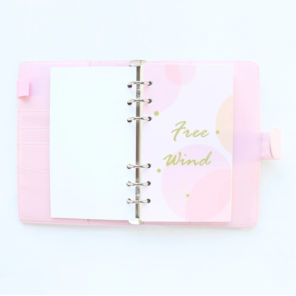 Domikee New cute leather hardcover binder spiral notebook office school Korean refillable agenda planner organizer stationery