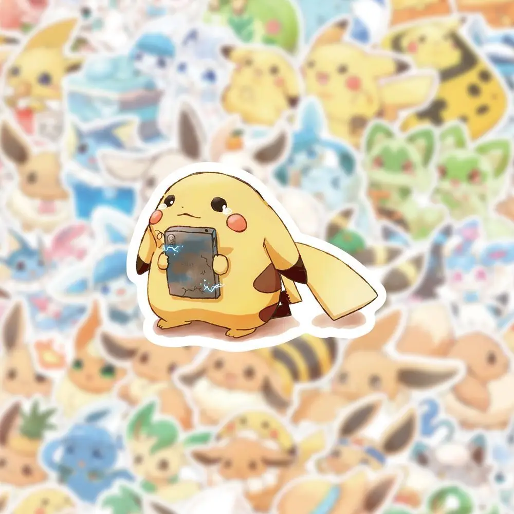 60PCS Cute Eevee Graffiti Stickers Sylveon Pokemon Anime Cartoon Decal Luggage Phone Cup Guitar Fridge Scraphbook Kid Toys