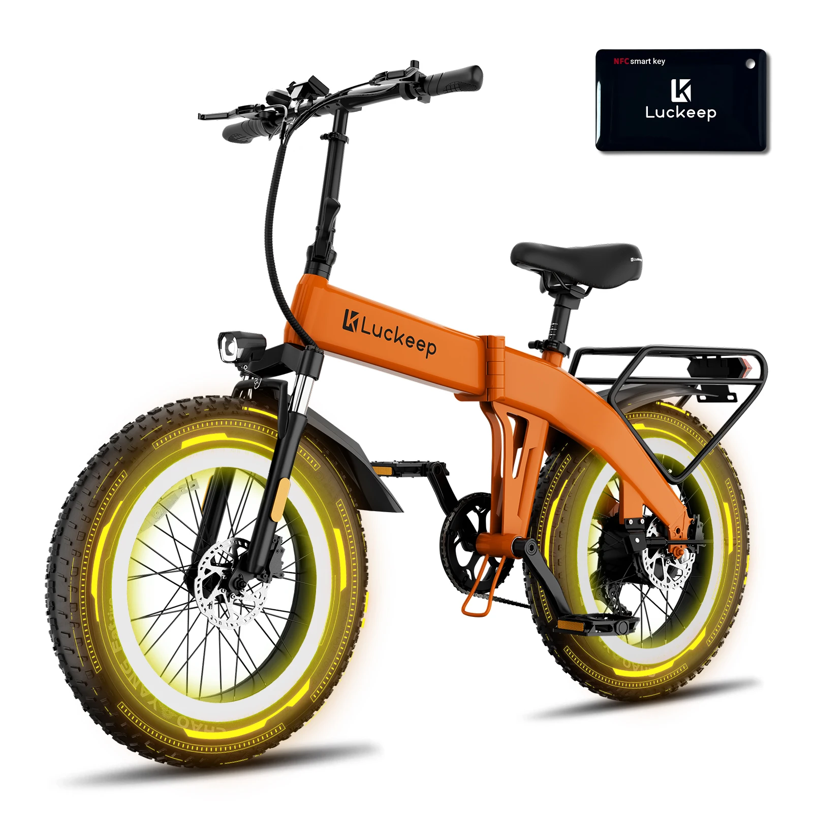 

Luckep X1 Lite Folding Electric Bike for Adults 1500W Peak Motor,28MPH60 Miles,15AH 20 x 4.0 Fat Tire Ebike with NFC