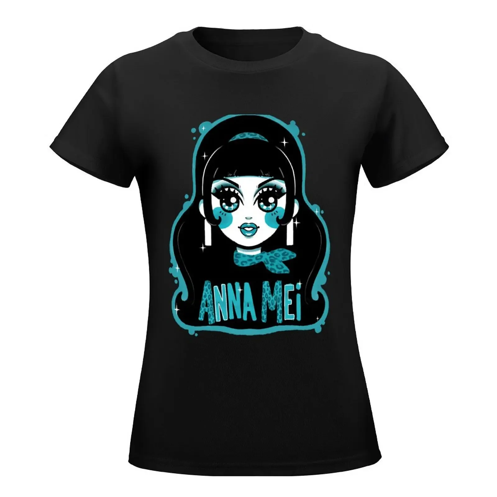 Anna Mei- Blue Leopard Edition T-Shirt Short sleeve tee tees animal print shirt for girls funny t shirts for Women