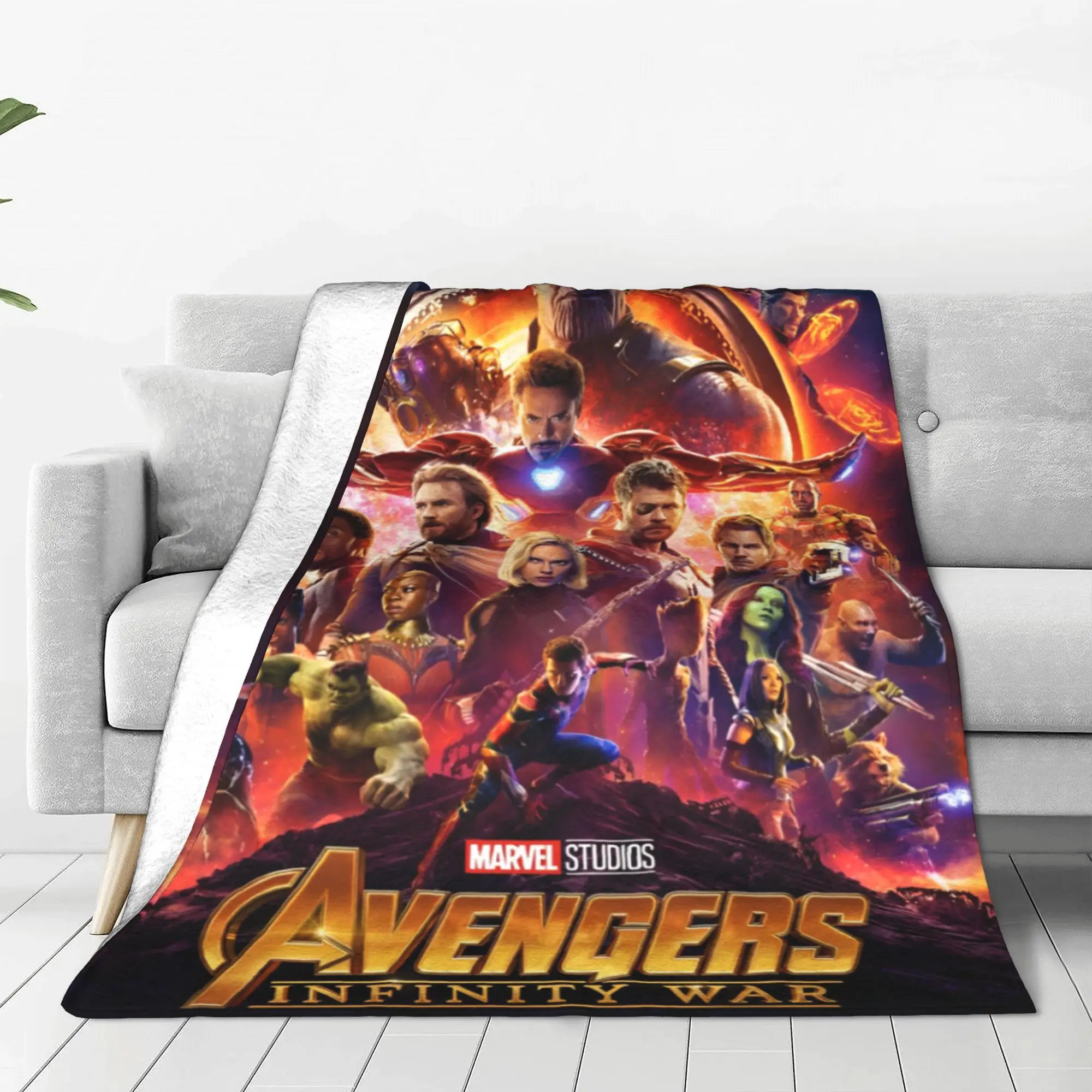 Avengers Superhero Iron Man Blankets Thanos Hulk Spider-Man Fleece Novelty Soft Throw Blankets for Bedspread All Season Travel