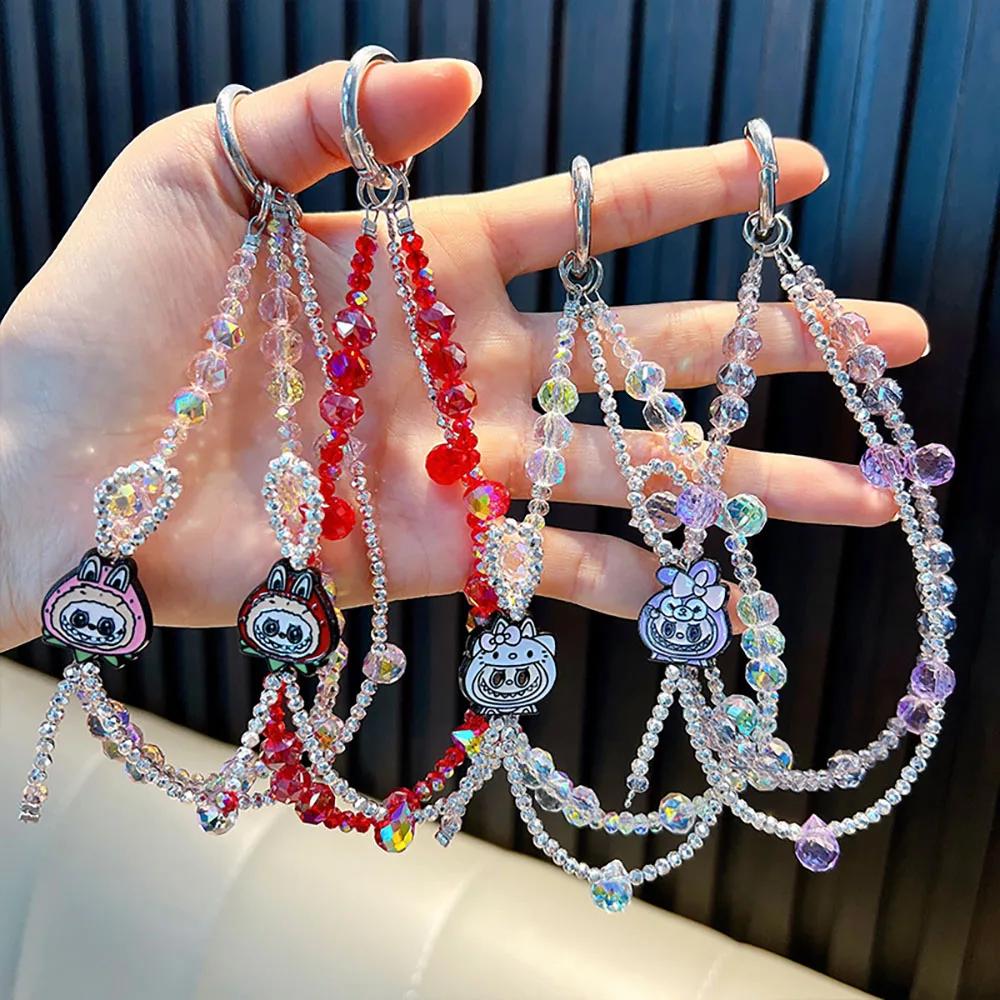 

Kawaii Elf Crystal Phone Chain Mobile Phone Anti-lost Wrists Sweet Pendant Accessories Decor Keychains Birthday Gifts For Girls