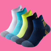 3 Pairs Summer New Men Running Ankle Socks Towel Bottom Athletic Breathable Moisture-wicking Marathon Sports Socks