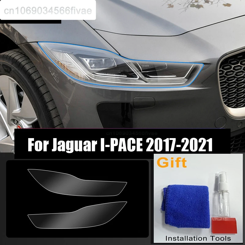 2Pcs Original Car Headlight Tint Smoked Black Protective Film Transparent TPU Stick For Jaguar I-PACE 2017-2021 Auto Accessories