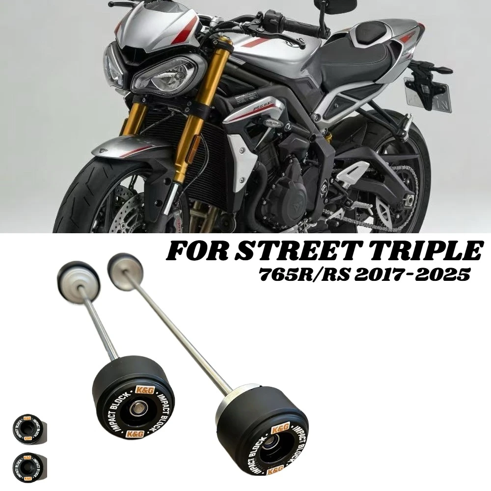 

Motorcycle Front and Back Axle Fork Crash Slider Wheel Protector for Triumph Street Triple 765 R S RS 675 R RX 2017-2025