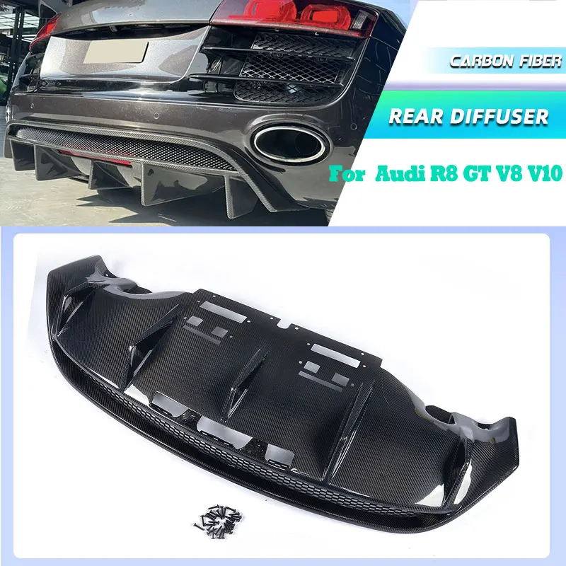 

Car Rear Bumper Diffuser Lip Spoiler for Audi R8 GT V8 V10 Coupe Spyder 2010-2015 Carbon Fiber Racing Rear Apron Lip Body Kit