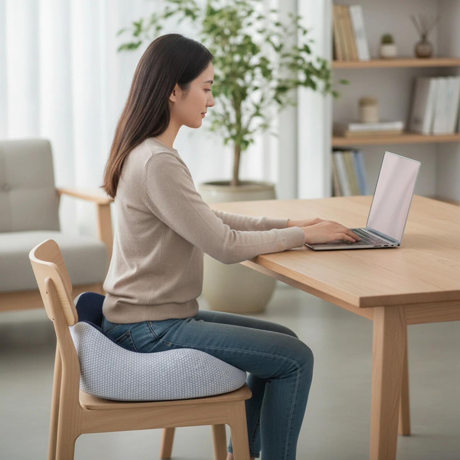 Memory Foam Seat Cushion Pressure-Relief Orthopedic Seat Cushion Chair Pad Comfort Premium for Office Workers