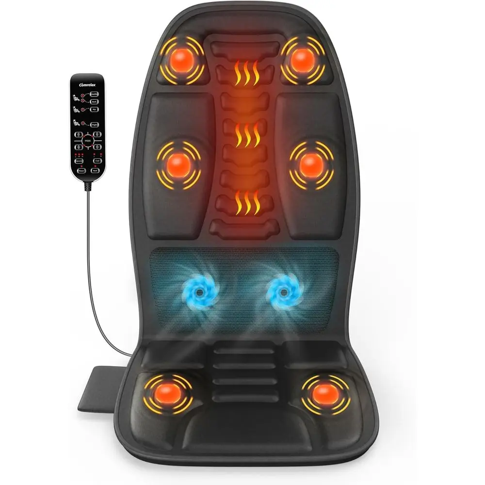 

Heated Seat Cushion with Full Body Massage, Cooling Back Relief, Ideal for Home or Office Chairs