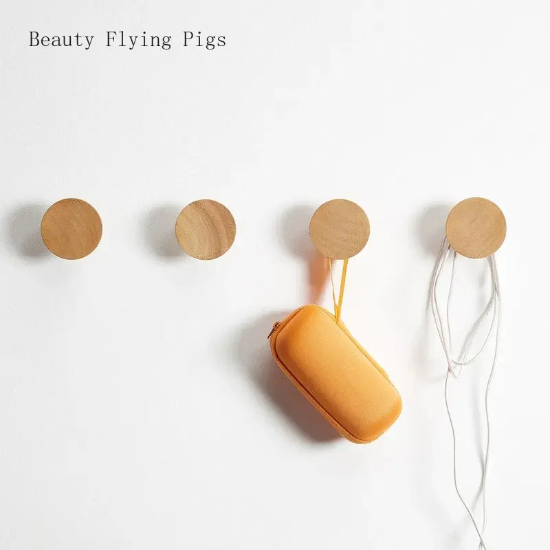 

4pcs Non punching modern pai wood hooks, clothes, hats, handbags, keys, umbrellas, wall storage hooks wall key holder