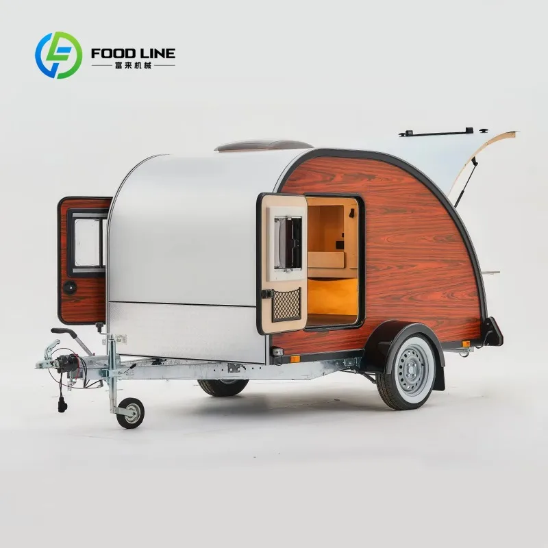 Custom Travel Trailer RV Camper Van for Long Distance Road Trip, Outdoor Camping Vehicle with Bed Space Storage Compartments