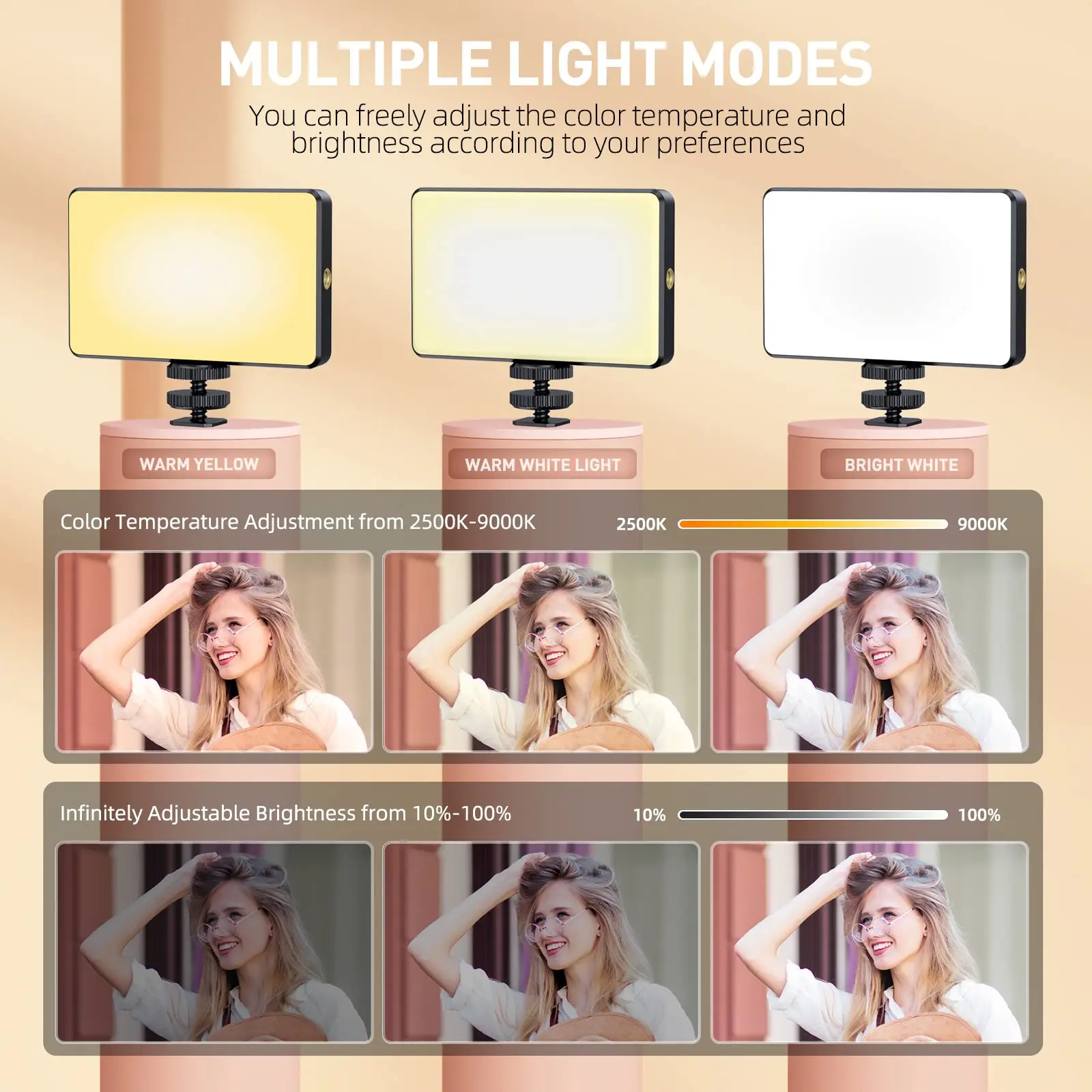 ST-120 LED Video Light Fill Light Rechargeable 3000 MAh CRI95 Portable Mini Selfie Light 2500-9000K Ajusted 3 Light Modes