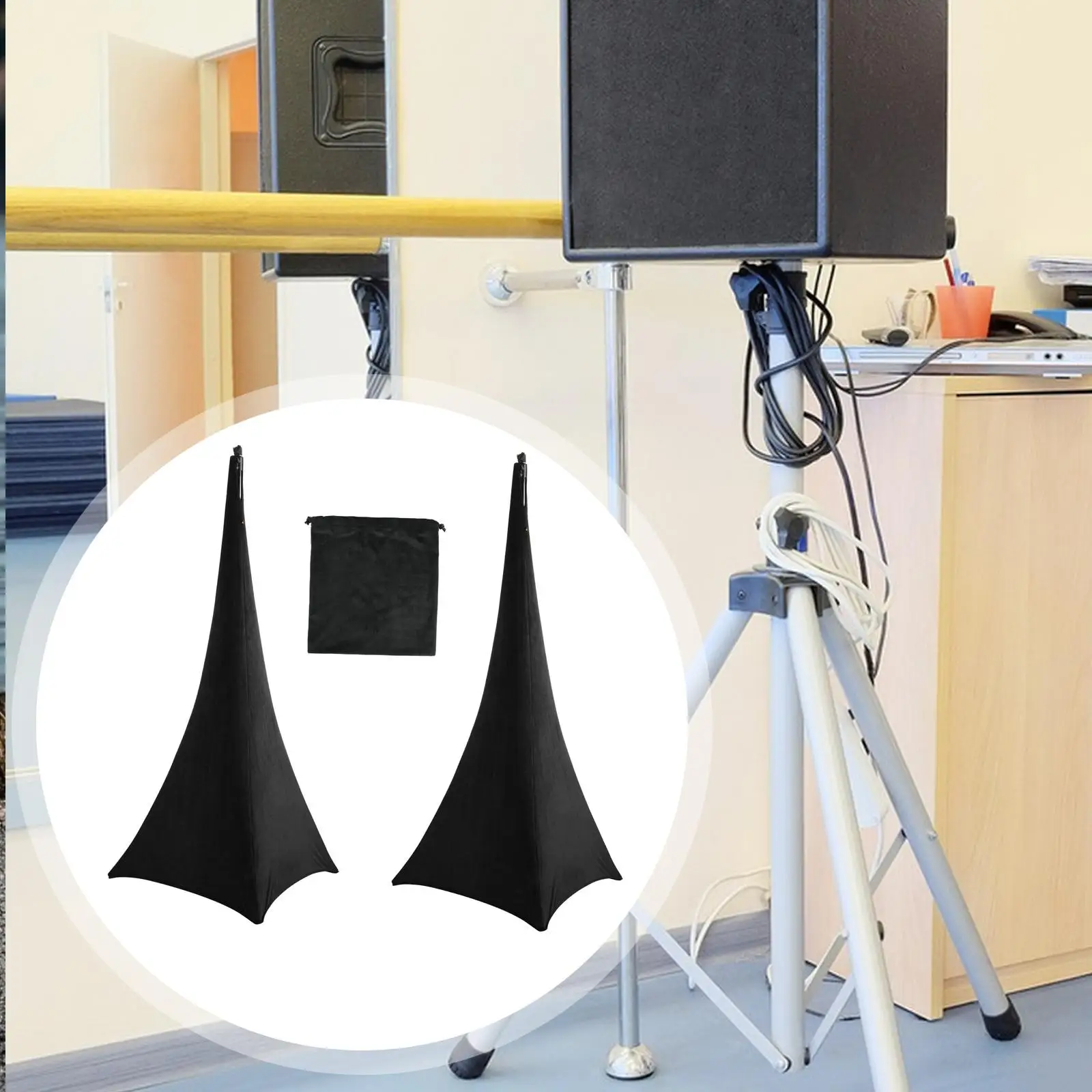 

2x DJ Light Speaker Stand Cover 360 Degree Coverage Spandex DJ Speaker Covers Speaker Tripod Scrim Cover for Banquets Theater