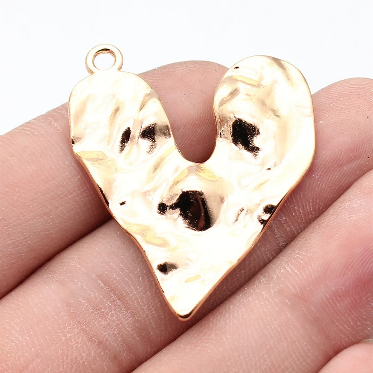 1pcs 42x34mm KC Gold Color Hammered Irregular Recessed Heart Pendant Handmade Jewelry Making Accessories