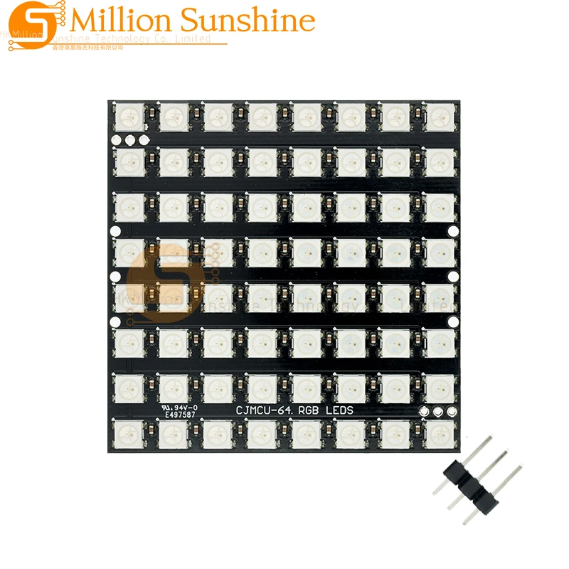 8 64 channel WS2812 WS2812B  SK6812 5050 RGB LED Lamp Panel Module 5V 8Bit 64Bit Rainbow LED Precise