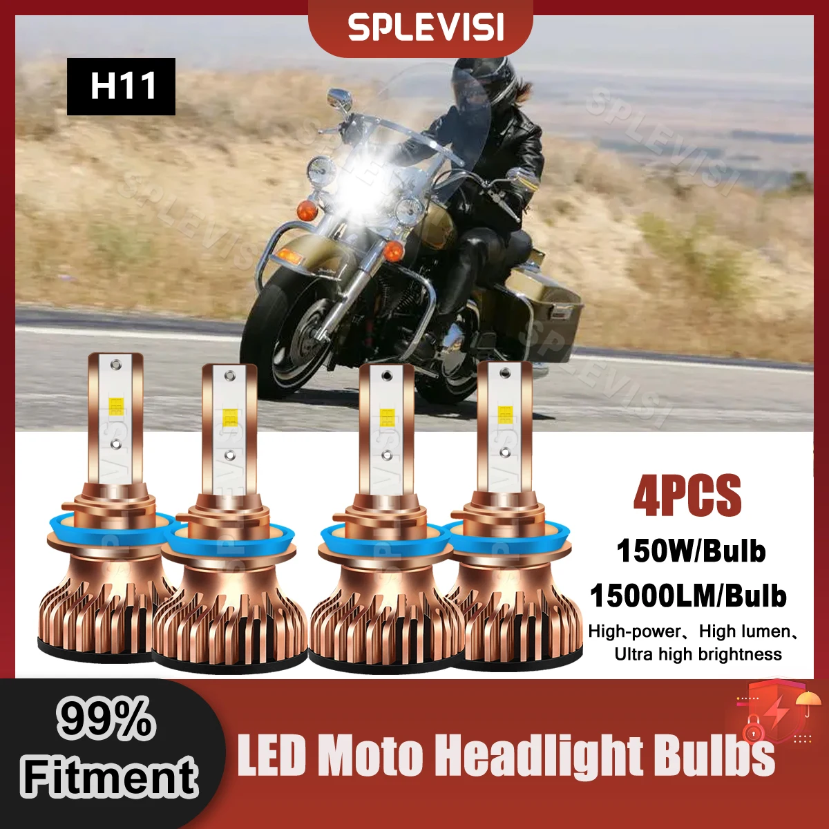 

4PCS H11 LED Moto Headlight Bulbs 60000LM 600W/Kit 9V-24V For Harley Davidson FLHR Road King 2014 2015 2016 2017 2018 2019 2020