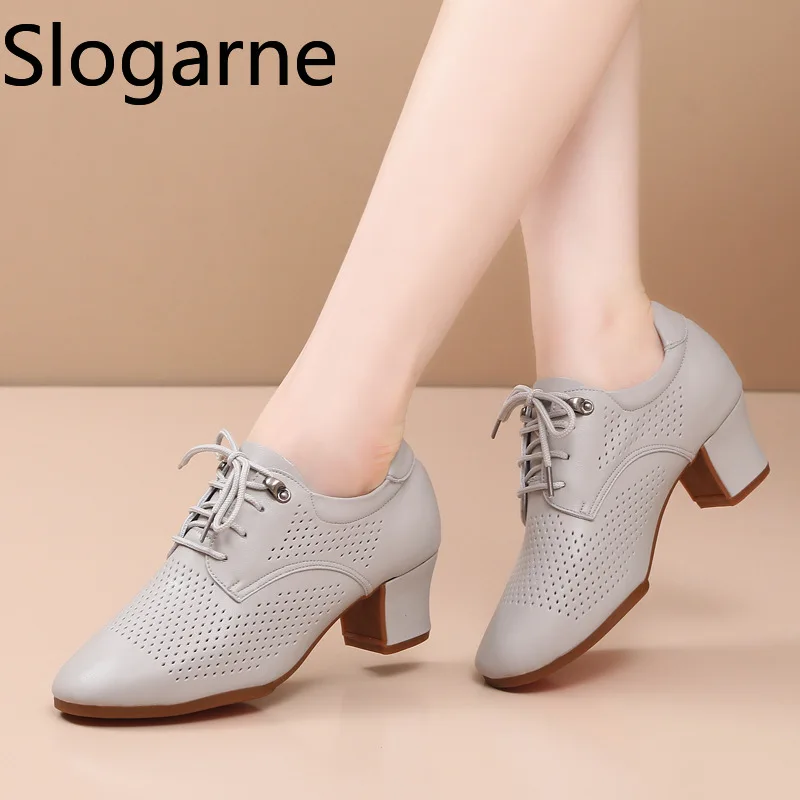 2026 New Latin Dance Shoes Women Soft Leather Teacher's Shoes Girls Ladies Modern Ballroom Waltz Tango Jazz Dance Shoes Sneakers