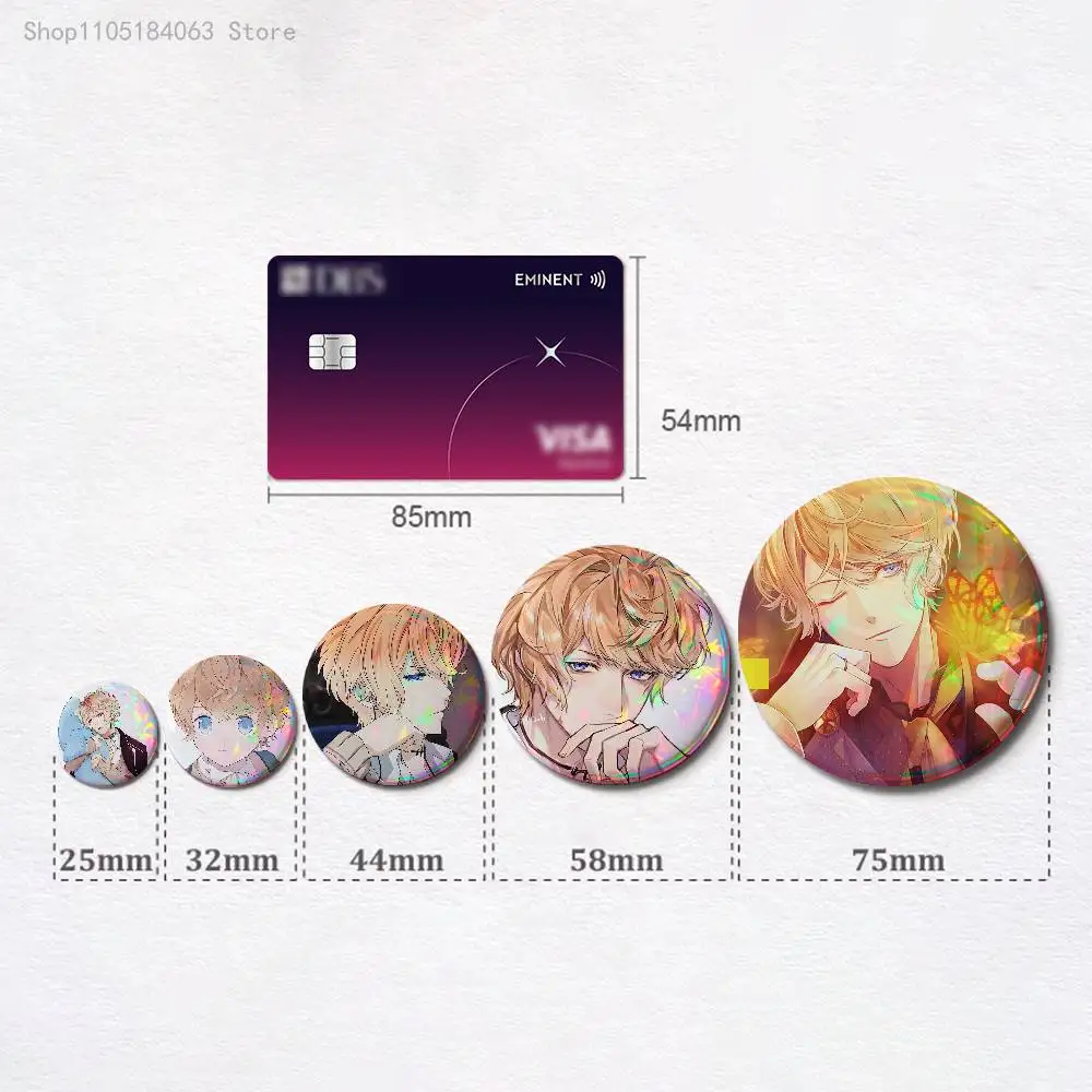 Shu Sakamaki D-Diabolik Lovers 58mm 44mm HD Print Brooch Badges Pretty Derby Round Display Brooches Lapel Pins