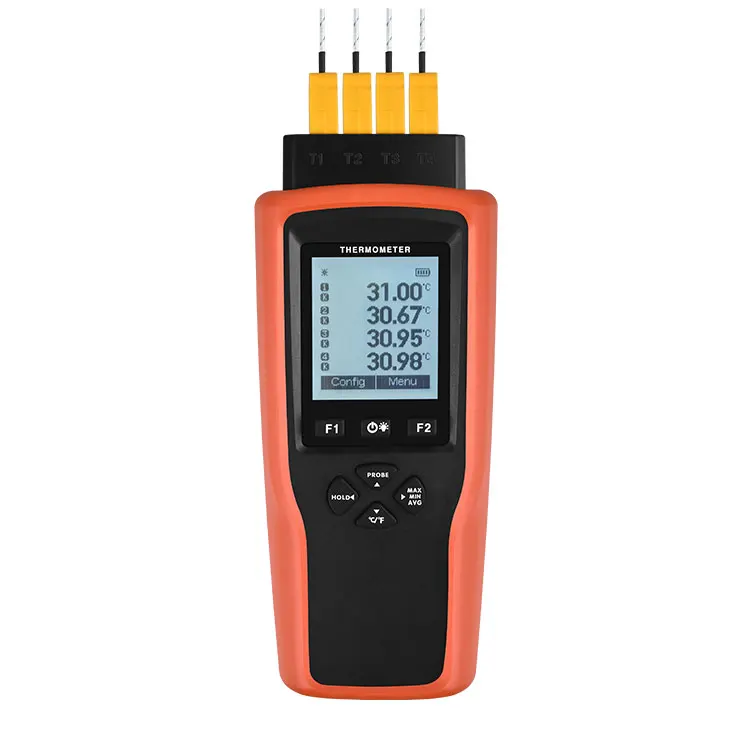 DC-640 K T J Type Thermocouple Digital Thermometer with Four Probes