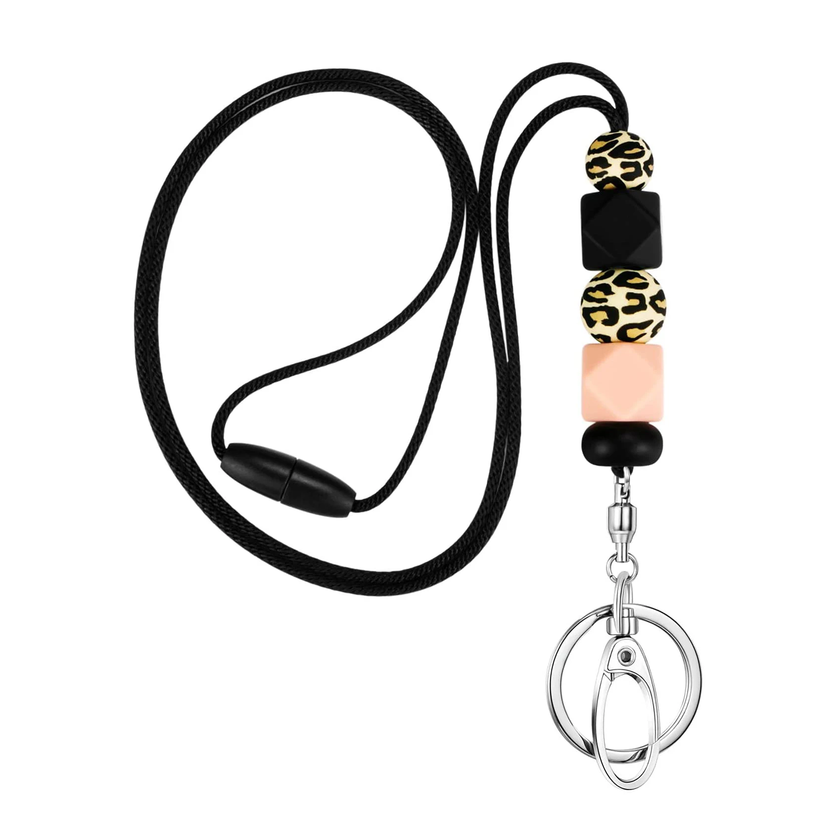 ABYA Teacher Lanyards for ID Badges for Teens Silicone Beaded Lanyards for Keys for Women Nurse Office Worker