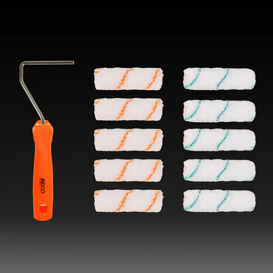 

Набор малярных валиков из 11 шт. с кисточками из микрофибры — подходит 4 дюйма, конструкция без мертвых углов, портативный для простого использования