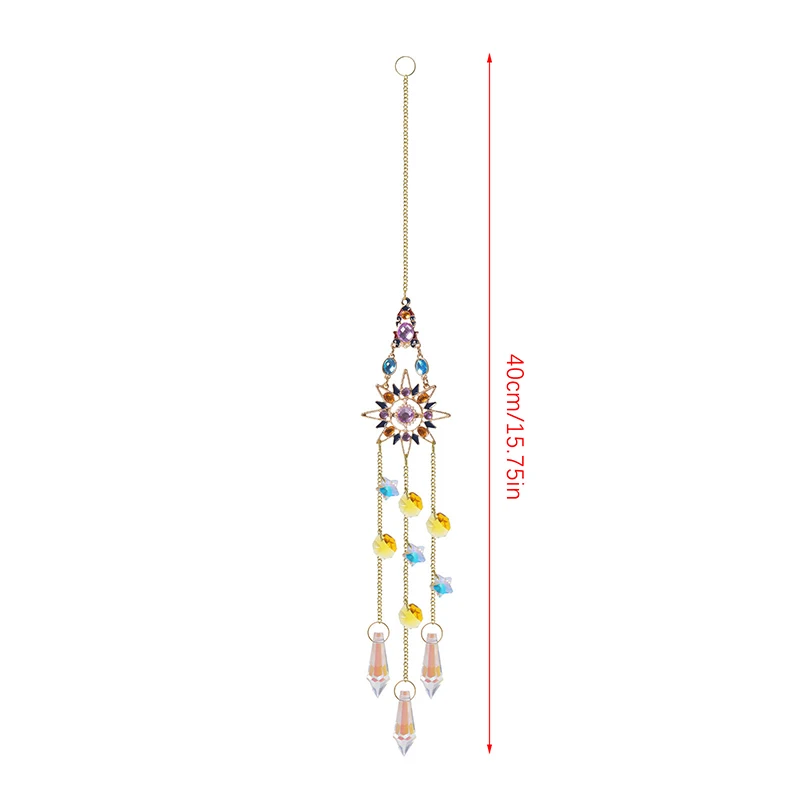 1PC Crystal Pendant Suncatcher Window Prisms Rainbow Maker Vintage Wind Chimes Sun Moon Hanging Ornament Home Garden Decoration