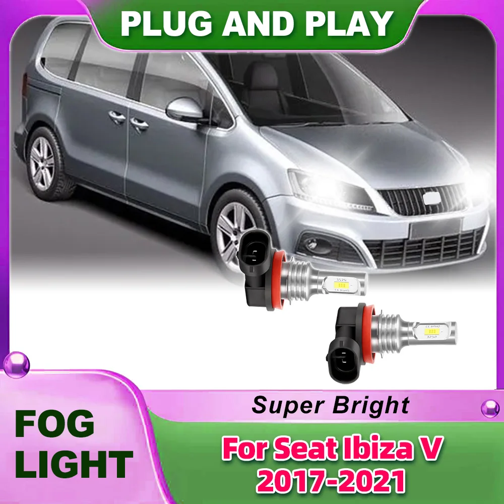 

2PCS Fog Light Super Bright H11 12V 6000K White 3570 CSP Chips Car LED Fog Lamp For Seat Ibiza V 2017-2021 Plug and Play Canbus