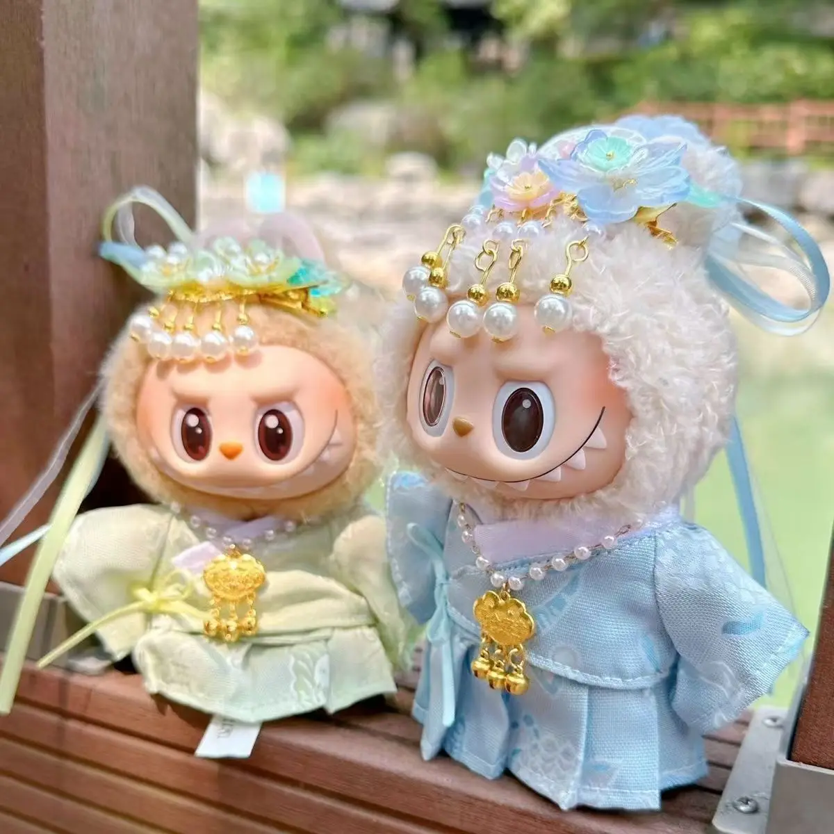 

Labubu Hanfu Outfit Chinese Style for 17cm Plush Doll Accessories Clothes+Longevity Lock+Gift/set