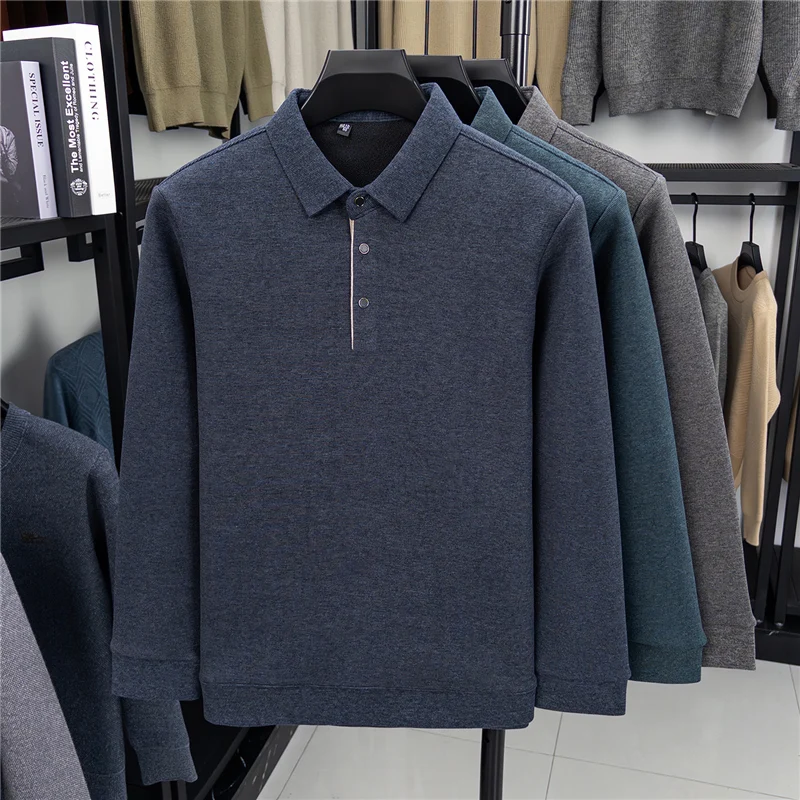 

Мужская модная повседневная рубашка с длинным рукавом на флисовой подкладке для мужчин среднего возраста, осень-зима, из полиэстера и шелка