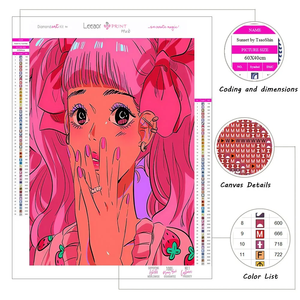 5d Diamond Painting Cross Stitch Kits Anime Cartoon Sweet Girly DIY Diamond Art Mosaic Embroidery Decoração Para Casa Nieuw 2023