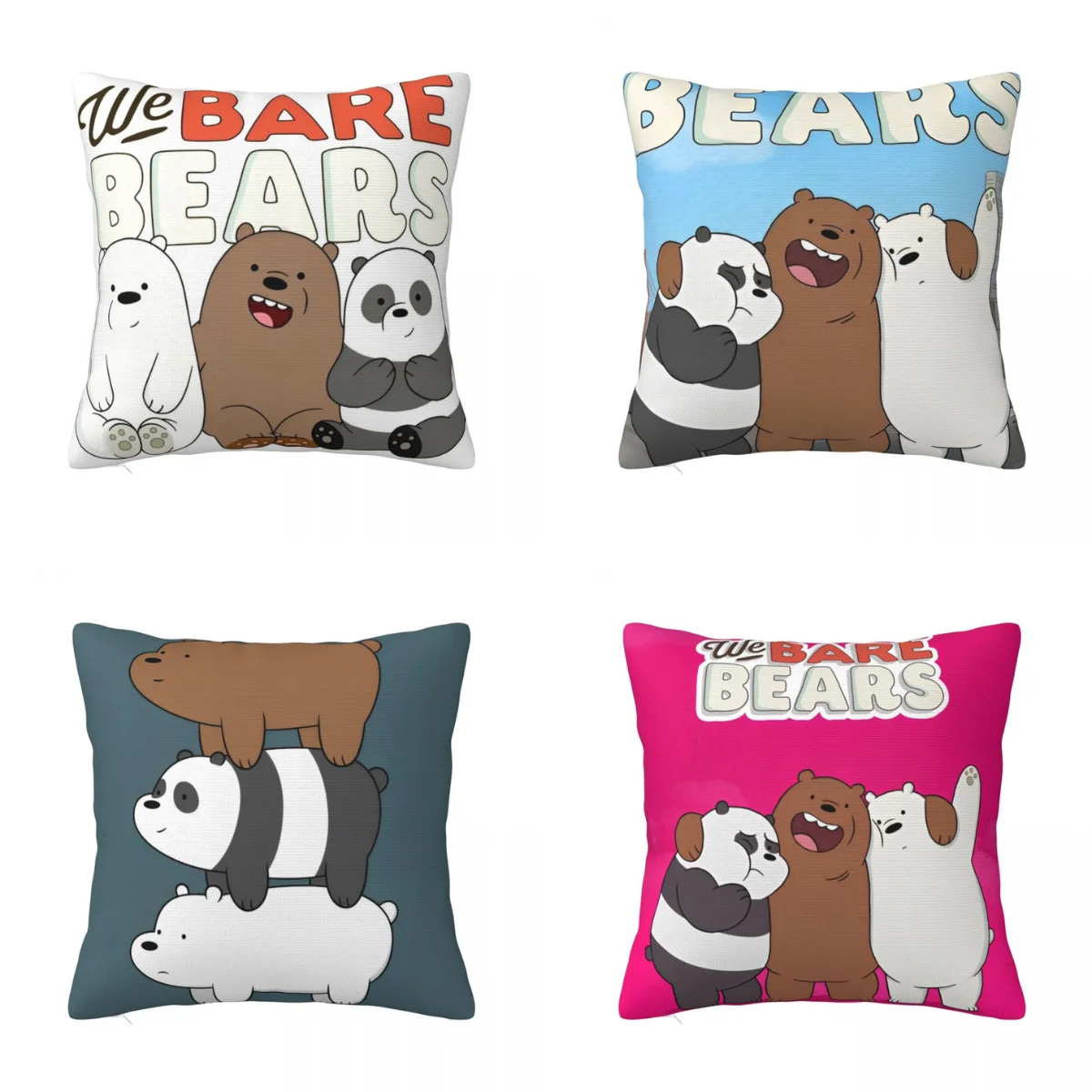 We Bare Bears Cartoon Grizzly Panda Ice Bear Pillow Cover Soft Pillow Case Cushion Cover Pillowcases For Sofa Bedroom Home Decor