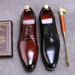 New Brand Genuine Leather Business Dress Shoes Men Formal Wear Casual British Pointed Toe Oxfords Large Size Leather Shoes