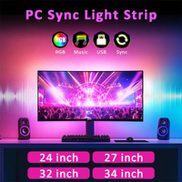 USB Computer Sync Light Strip PC Strip Lights 24 27 32 34 Inch Monitor RGB Screen LED Backlight for Gaming Room Atmosphere Decor