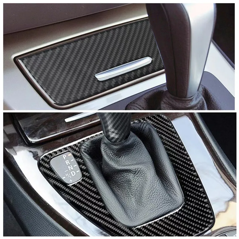 

Carbon Fiber Stickers Car Gear Shift Panel Modification Cover Trim Strips For BMW 3 Series E90 E92 E93 Car Inner Accessories