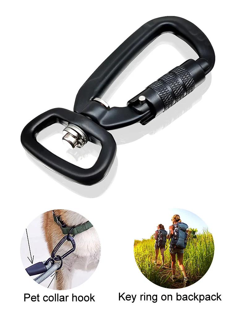 2/4 Stück 4KN Heavy Duty Wirbel Selbstsichernder Karabinerhaken Hundeleine Clip Snap 7075 Luftfahrt Aluminium Drehbolzen Karabinerhaken Drehgelenk – Detail 12