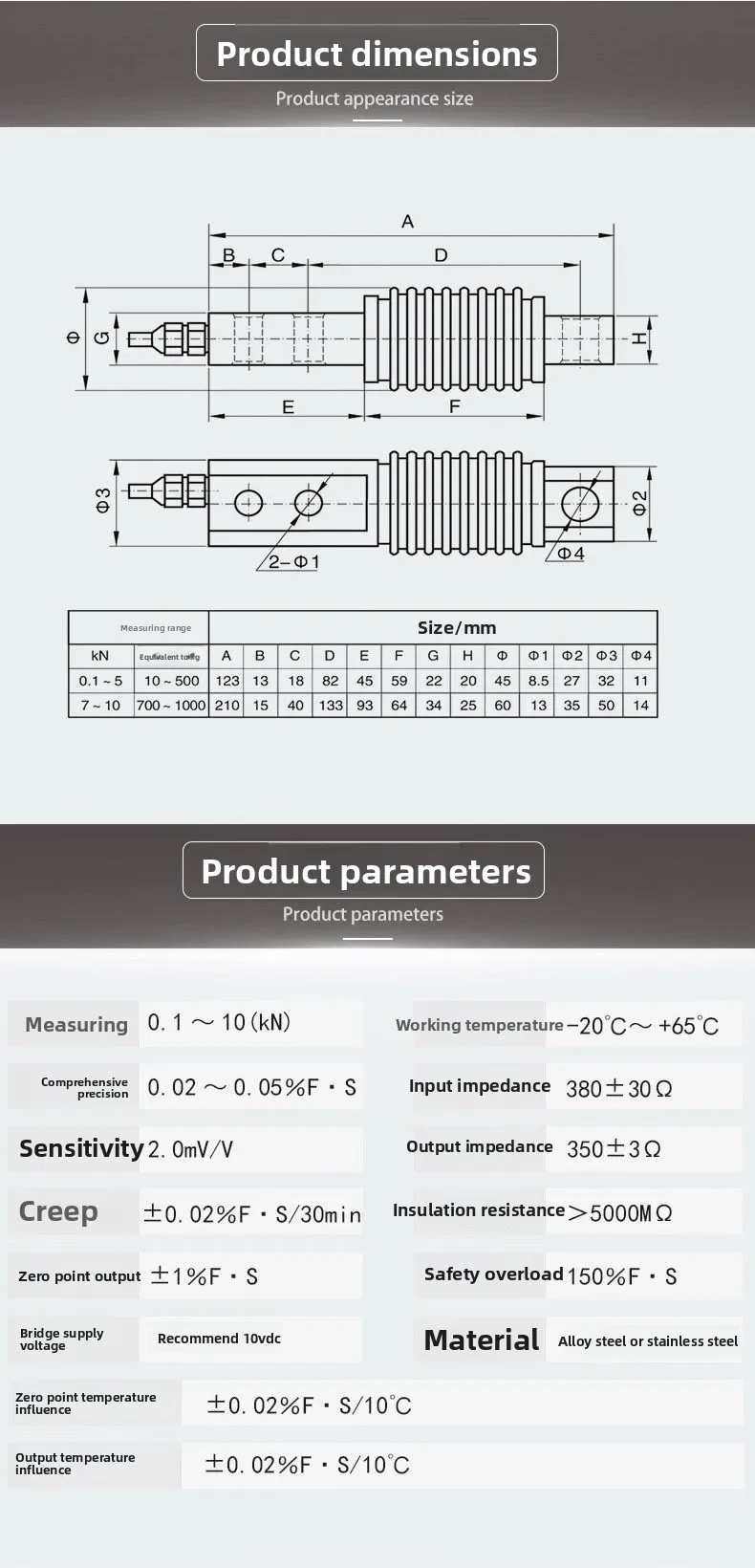 NTJH-8 Bellows Load Sensor, Small Range Weight Sensor, Belt Scale Hopper Load Sensor