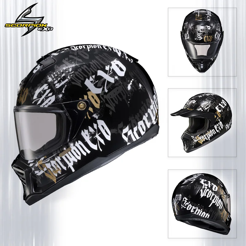 USA Scorpion EXO-HX1 Motorradhelm Retro Zwei Formen Integral-Rennhelm ECE DOT-Zertifizierung Cascos Para Moto für Harley