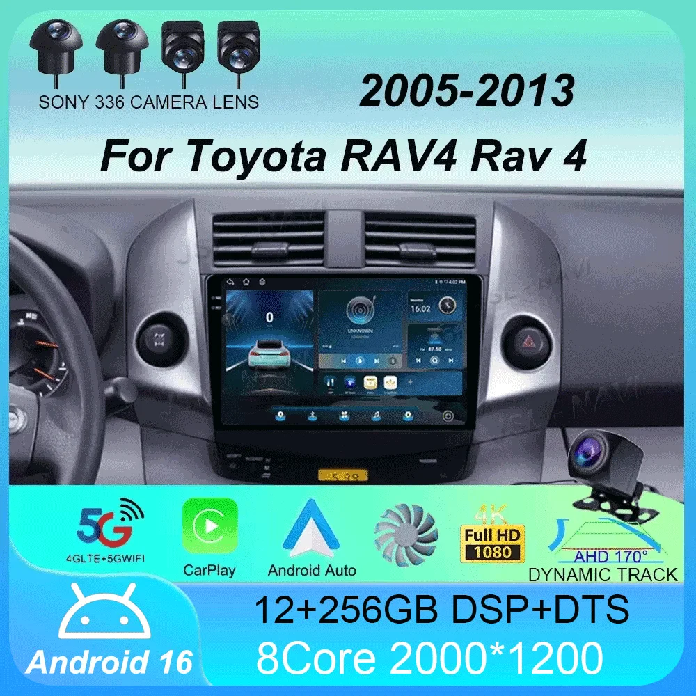 

Android 16 Car Radio Carplay Multimedia For Toyota RAV4 Rav 4 2005 - 2013 navigation video DVD Autoradio Stereo 2din 4G+BT GPS