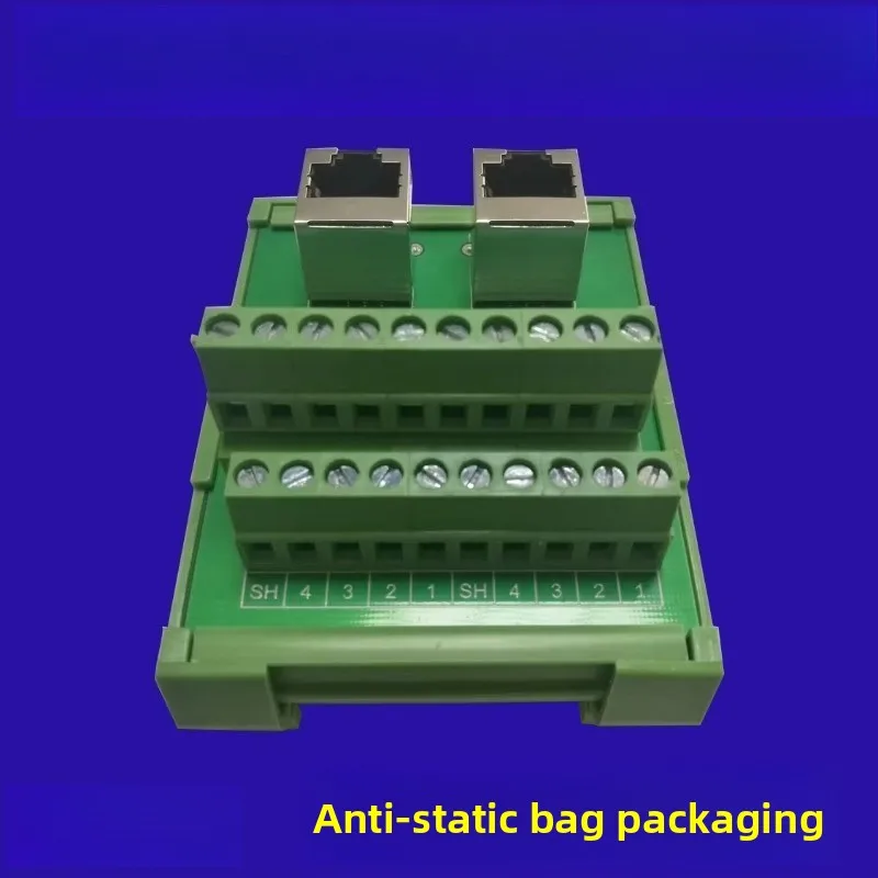 DIN Rail Mount RJ45 8P8C To Screw Terminal Block Adapter 8-Channel Network Interface Breakout Board