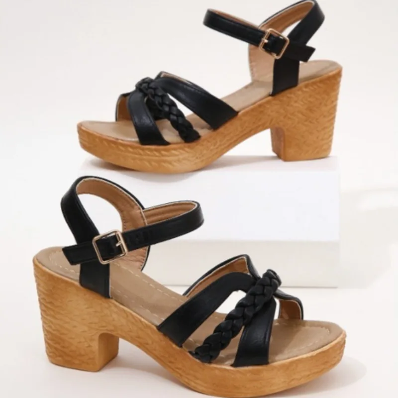 

Fashion Women's High-Heel Sandals Simple Ankle Buckle High Heel Women's Shoes Gladiator Sandal Woman Vacation Casual Beach Shoes