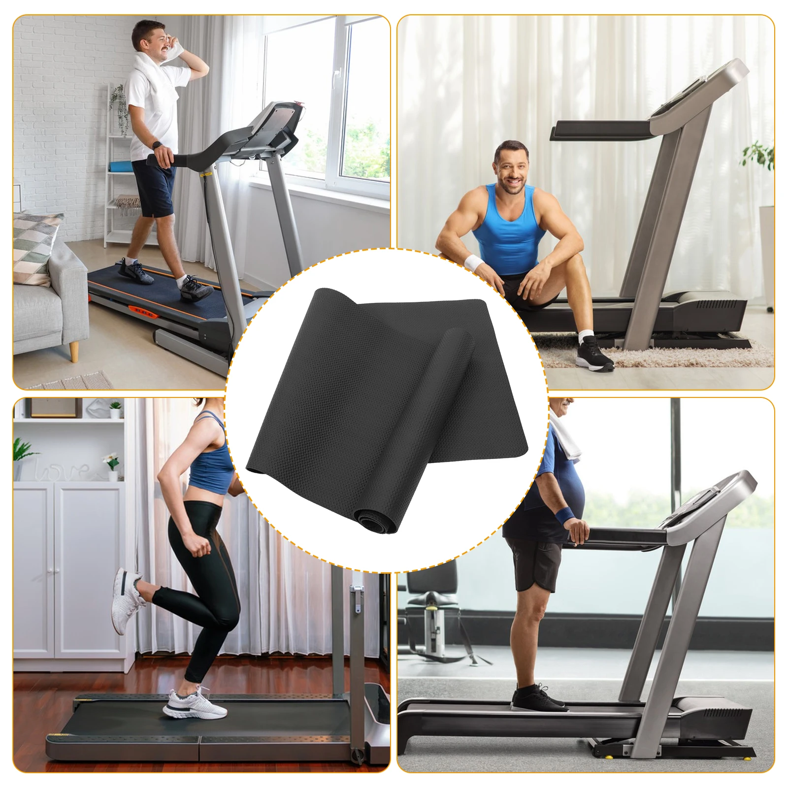 

Treadmill Mat Rubber Floor Protector Shockproof Soundproof Gym Workout Pad Durable Nbr Material Non-Slip For Home Office