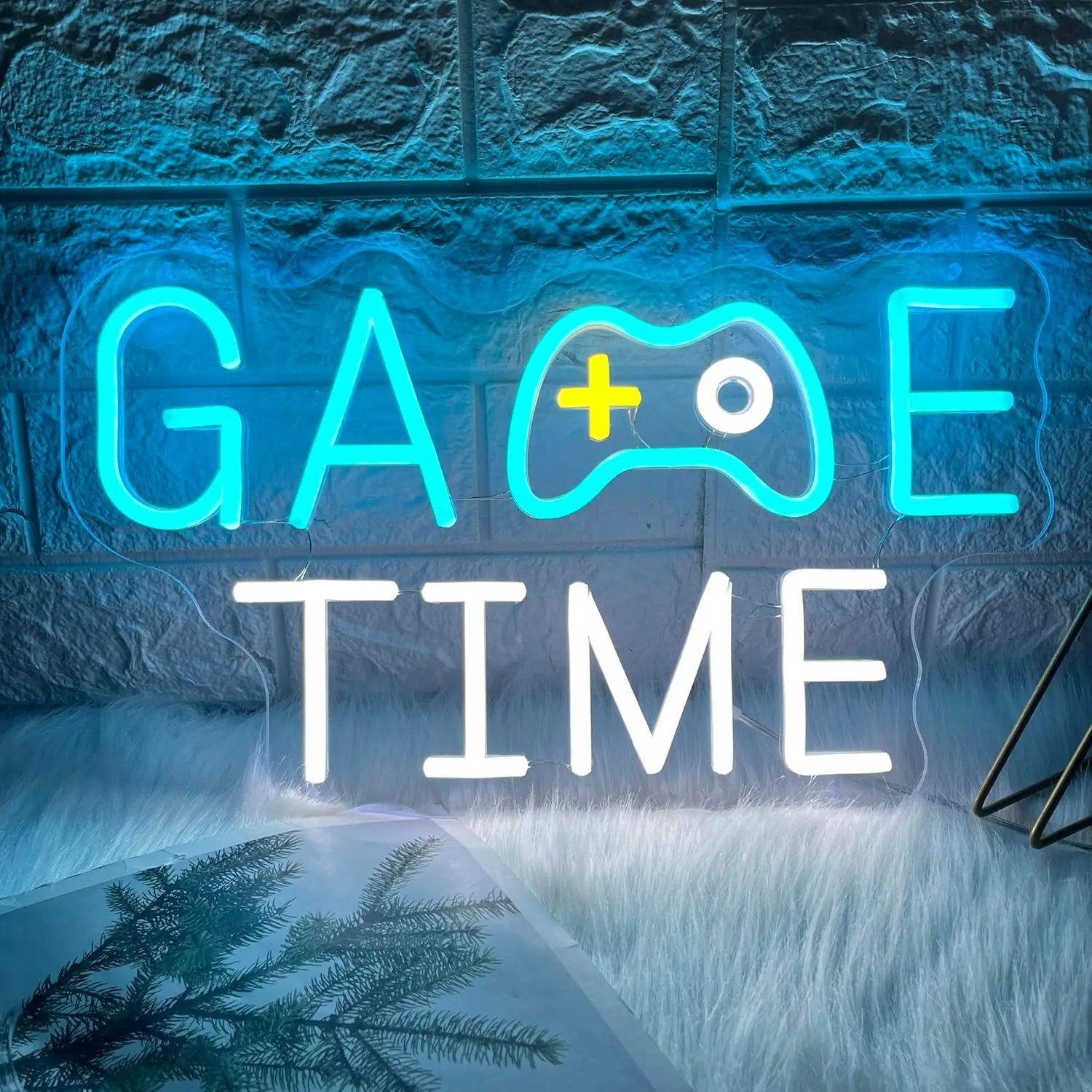 

Крутая неоновая настенная вывеска с регулируемой яркостью GAME TIME Неоновые огни для спальни Человеческая пещера Декор игровой комнаты Эстетика Рисуйте подарки на день рождения для мальчиков