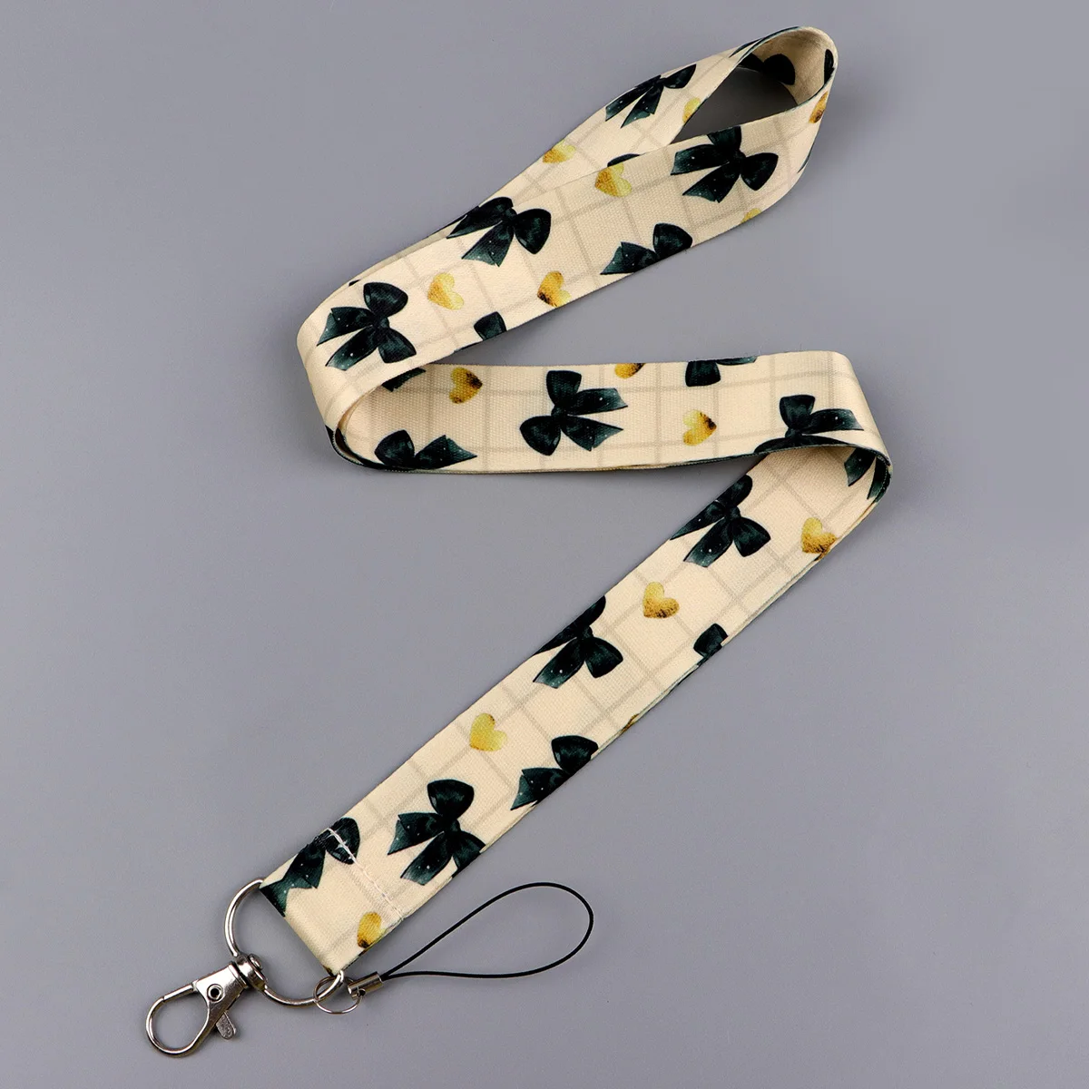 

Черный ремешок с бантом, женский шейный ремешок для держателя удостоверения личности, брелок для ключей, сделай сам, подвесная веревка, ремешок для телефона, брелоки