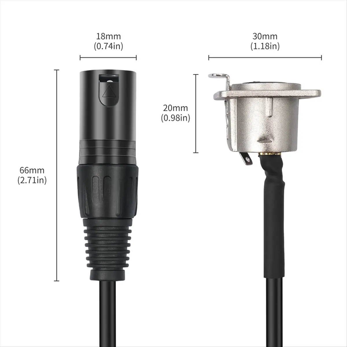 A003 2 Pack XLR Pass Through Cable,Stage Box 3 Pin D-Type XLR Male to Female for Patch Panel, Floor Box for Audio