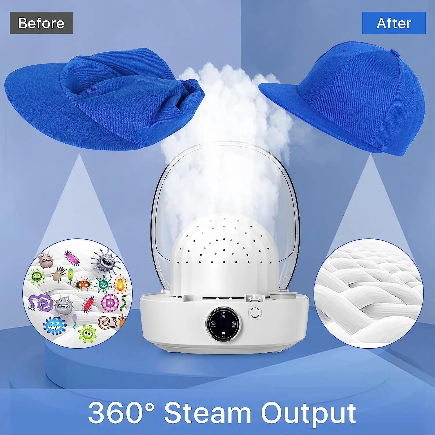 Hat Care Machine for Iron and Dry,Restore Misshapen Hat/Cap Natural Shape with Steam and Hot&Cold Wind,Keep Your Hat/Cap Clean