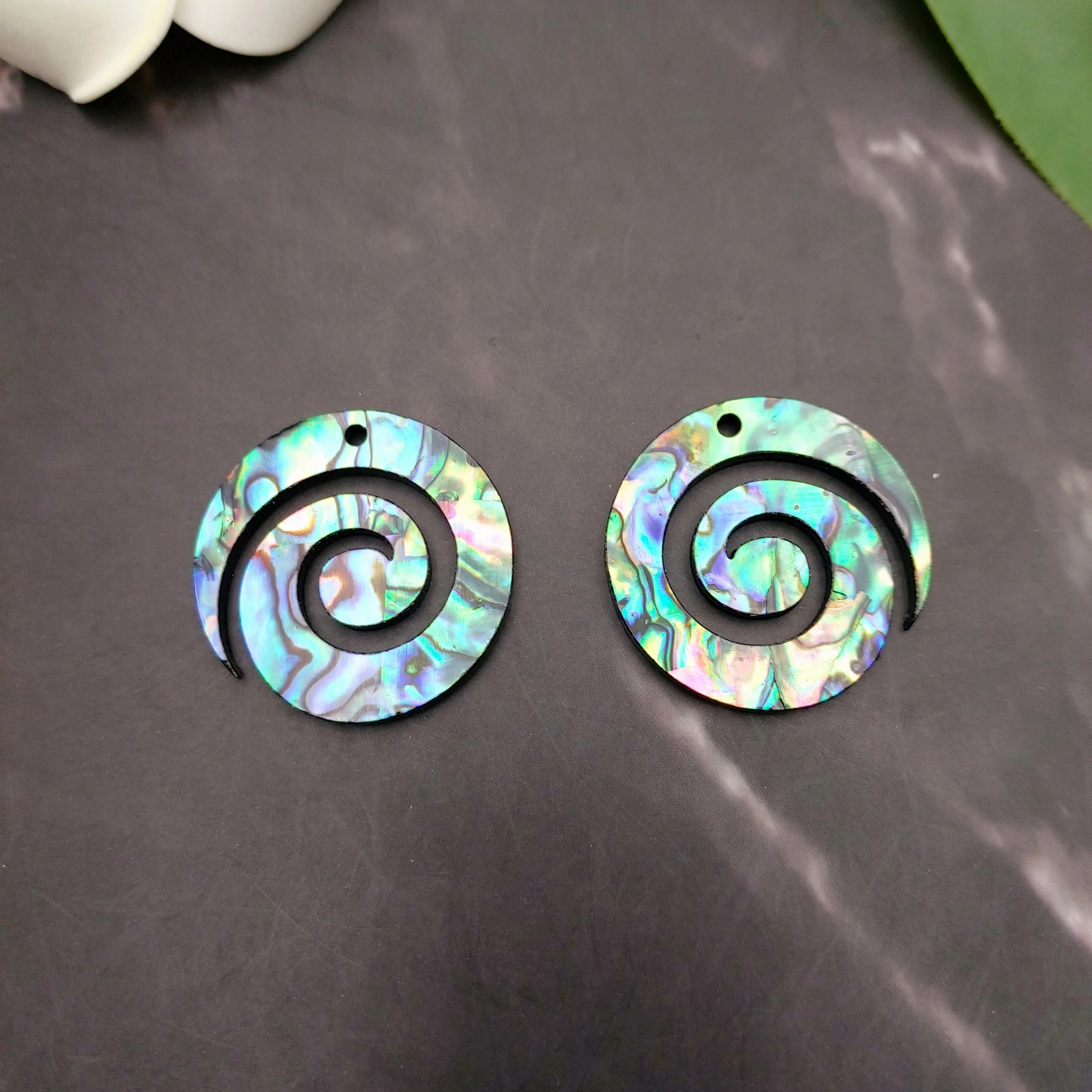 4 قطعة 1.18 "أذن البحر شل الخرز المسطح سحر هاواي بولينيزيا القبلية تصميم قلادة للمجوهرات DIY بها بنفسك #5